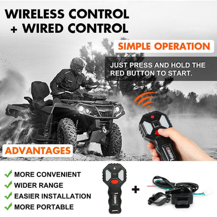 2500LBS Electric Winch Wireless Remote Synthetic Rope Wireless Remote ATV UTV BOAT.
