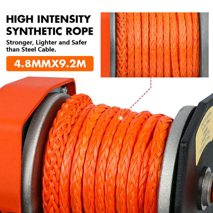 2500LBS Electric Winch Wireless Remote Synthetic Rope Wireless Remote ATV UTV BOAT.