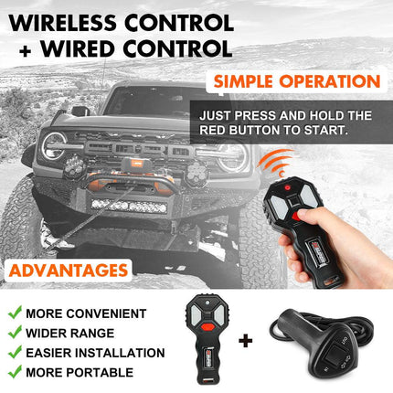 ZESUPER 12V Electric Winch 14500lbs Synthetic Rope Wireless Remote ATV UTV 4WD.