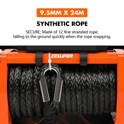 ZESUPER 14500lbs Electric Winch 12V Synthetic Rope Wireless Remote 4X4 4WD Car.