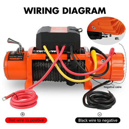 ZESUPER 14500lbs Electric Winch 12V Synthetic Rope Wireless Remote 4X4 4WD Car.