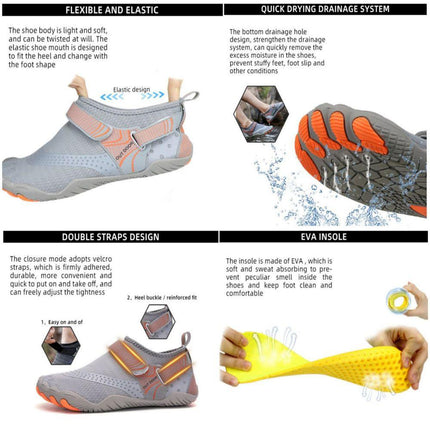 Men Women Water Shoes Barefoot Quick Dry Aqua Sports Shoes - Black Size EU42 = US8.