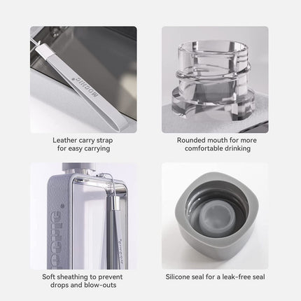A5 Flat Water Bottle Portable Travel Mug BPA Free Water Bottle (Grey).