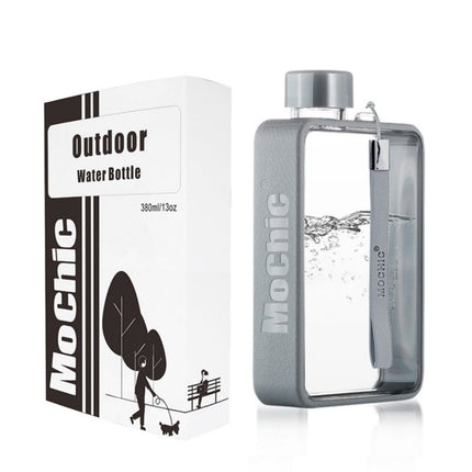 A5 Flat Water Bottle Portable Travel Mug BPA Free Water Bottle (Grey).