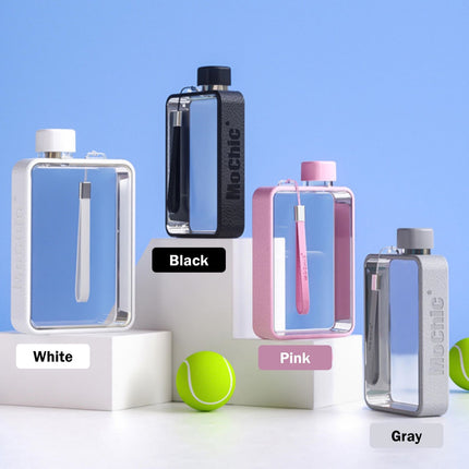 A5 Flat Water Bottle Portable Travel Mug BPA Free Water Bottle (Grey).