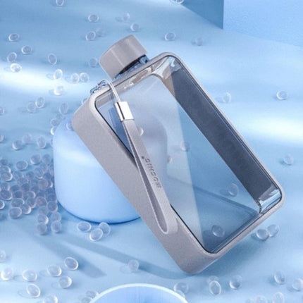 A5 Flat Water Bottle Portable Travel Mug BPA Free Water Bottle (Grey).