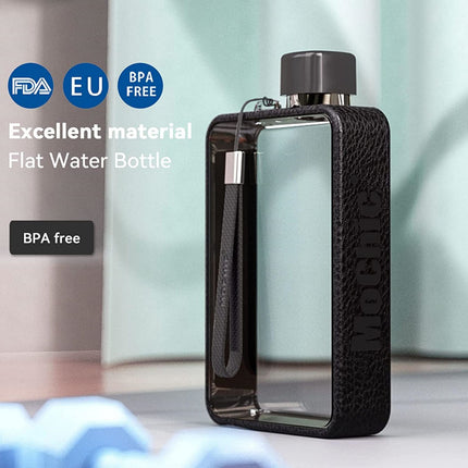 A5 Flat Water Bottle Portable Travel Mug BPA Free Water Bottle (Grey).