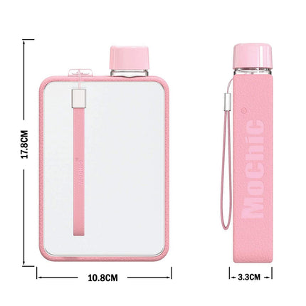A5 Flat Water Bottle Portable Travel Mug BPA Free Water Bottle (Grey).