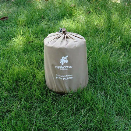 Self Inflating Camping Pillow with Ergonomic 3D Support - Gold.