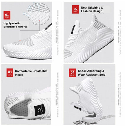 Men's Sneakers Outdoor Road Shoes Breathable Lightweight Non-slip ( White Size US11.5=US47 ).