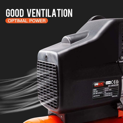 UNIMAC Portable Electric Air Compressor, 50L 3HP Direct Drive, Includes 5pc Air Tool Kit.