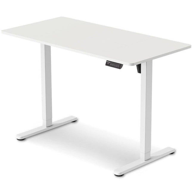 FORTIA Sit To Stand Standing Desk, 120x60cm, 72-118cm Electric Height Adjustable, White.