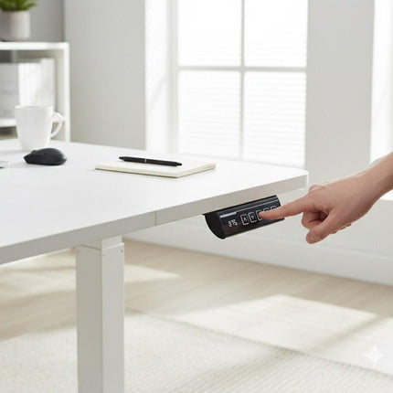 FORTIA Sit To Stand Standing Desk, 120x60cm, 72-118cm Electric Height Adjustable, White.