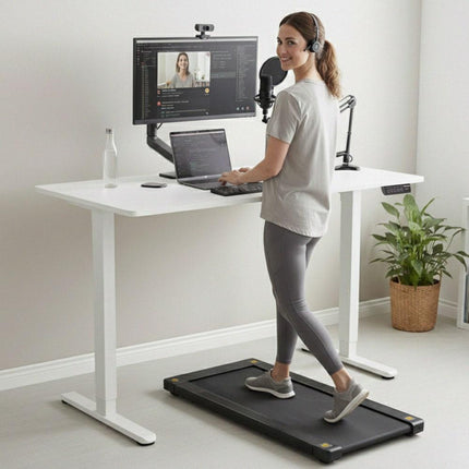 FORTIA Sit To Stand Standing Desk, 120x60cm, 72-118cm Electric Height Adjustable, White.