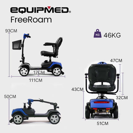 EQUIPMED Mobility Scooter Electric Motorised 4 Wheel Power Portable Folding.