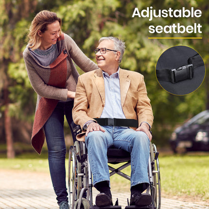 EQUIPMED 24 Inch Portable Folding Wheelchair 24" Mobility Wheel Chair Alloy, Senior Elderly Aid.