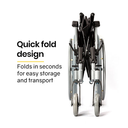 EQUIPMED 24 Inch Portable Folding Wheelchair 24" Mobility Wheel Chair Alloy, Senior Elderly Aid.