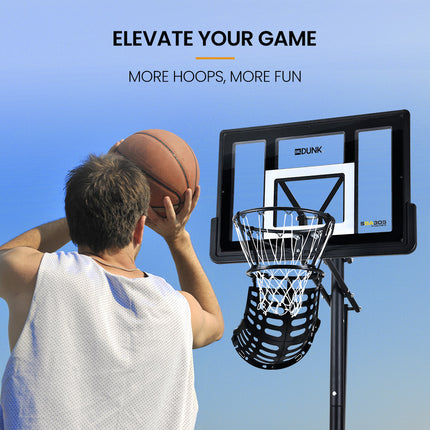DR. DUNK Basketball Return System, with 360 Degree Universal Attachment.