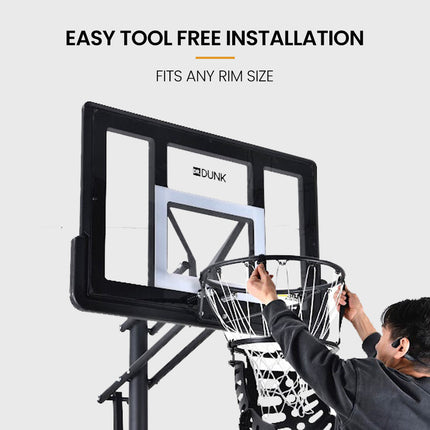 DR. DUNK Basketball Return System, with 360 Degree Universal Attachment.