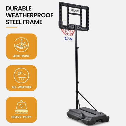 DR. DUNK Portable Kids Basketball Hoop Stand System, 1.15m to 1.60m Height Adjustable.