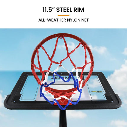 DR. DUNK Portable Kids Basketball Hoop Stand System, 1.15m to 1.60m Height Adjustable.