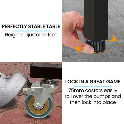 Proflex Premium Outdoor Table Tennis Table, with 4 Player Ping Pong Paddle and Pingpong Ball Pack.