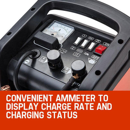ROSSI 280 Amp Car Battery Charger, 12v/24v Jump Starter, for ATV Boat Truck Tractor, 15A Plug.