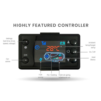 Thermomate Diesel Heater 12V 5kW Caravan Tank Remote Camper Trailer Van Air Motorhome RV Parking.