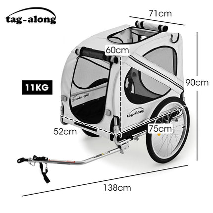 TAG-ALONG Pet & Cargo Bike Trailer, Bicycle Pet & Cargo Trailer, Cargo Carrier, Grey.