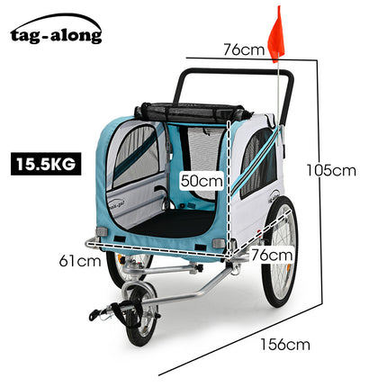 TAG-ALONG Pet & Cargo Jogger Bike Trailer, Pull Behind Bicycle Trailer Carrier Stroller, Blue.