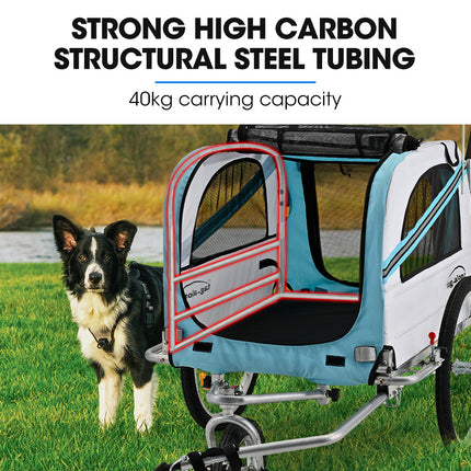 TAG-ALONG Pet & Cargo Jogger Bike Trailer, Pull Behind Bicycle Trailer Carrier Stroller, Blue.