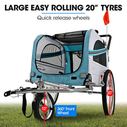 TAG-ALONG Pet & Cargo Jogger Bike Trailer, Pull Behind Bicycle Trailer Carrier Stroller, Blue.