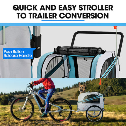 TAG-ALONG Pet & Cargo Jogger Bike Trailer, Pull Behind Bicycle Trailer Carrier Stroller, Blue.