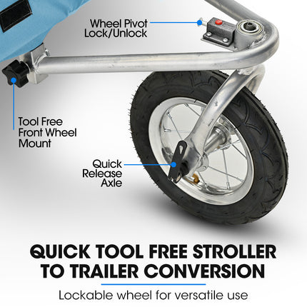 TAG-ALONG Pet & Cargo Jogger Bike Trailer, Pull Behind Bicycle Trailer Carrier Stroller, Blue.