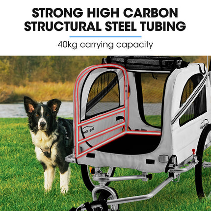 TAG-ALONG Pet & Cargo Jogger Bike Trailer, Pull Behind Bicycle Trailer Carrier Stroller, Grey.