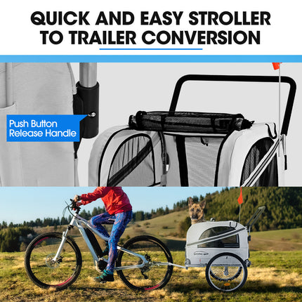 TAG-ALONG Pet & Cargo Jogger Bike Trailer, Pull Behind Bicycle Trailer Carrier Stroller, Grey.