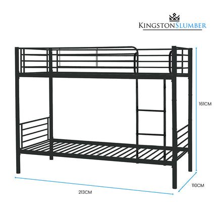 Kingston Slumber 2in1 King Single Metal Bunk Bed Frame, with Modular Design, Dark Matte Grey.