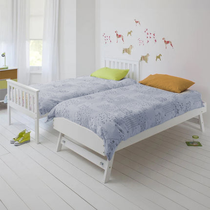 KINGSTON SLUMBER Wooden Single Bed Frame w/ Pop Up Trundle, for Kids Bedroom, White.