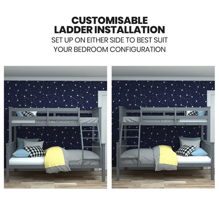 KINGSTON SLUMBER Wooden Single Bed Frame w/ Pop Up Trundle, for Kids Bedroom, White.
