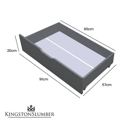 Kingston Slumber Trundle Storage Under Bunk Bed Drawers, 2 Pieces, Grey.