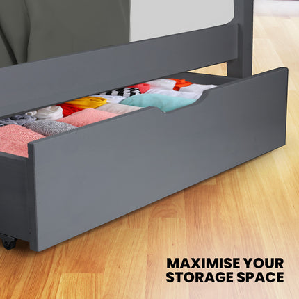 Kingston Slumber Trundle Storage Under Bunk Bed Drawers, 2 Pieces, Grey.