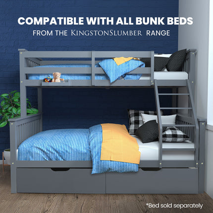 Kingston Slumber Trundle Storage Under Bunk Bed Drawers, 2 Pieces, Grey.