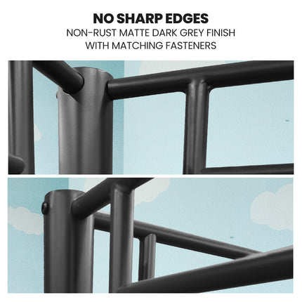 Kingston Slumber 2in1 Single Metal Bunk Bed Frame, with Modular Design, Dark Matte Grey.