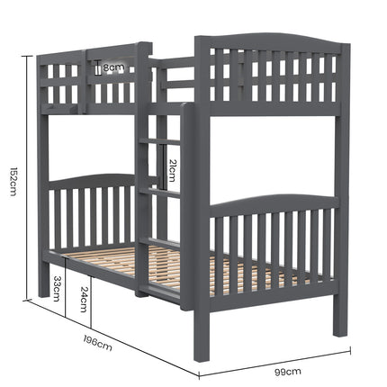 KINGSTON SLUMBER Wooden Single Bed Frame w/ Pop Up Trundle, for Kids Bedroom, White.