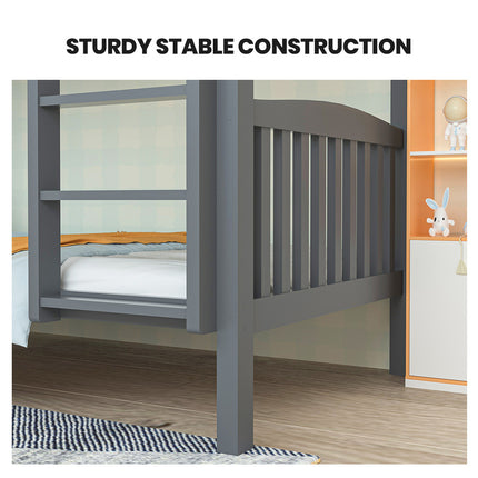 KINGSTON SLUMBER Wooden Single Bed Frame w/ Pop Up Trundle, for Kids Bedroom, White.