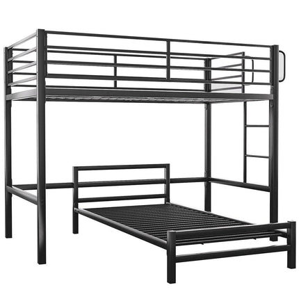 KINGSTON SLUMBER Single Loft Bed And Single Underbed, Multifunctional, Space Saving with Fixed Ladder, Matte Dark Grey.