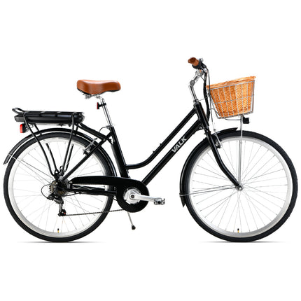 Valk Laneway 5 Vintage Electric Bike, Torque Sensor equipped eBike, Medium, Black.