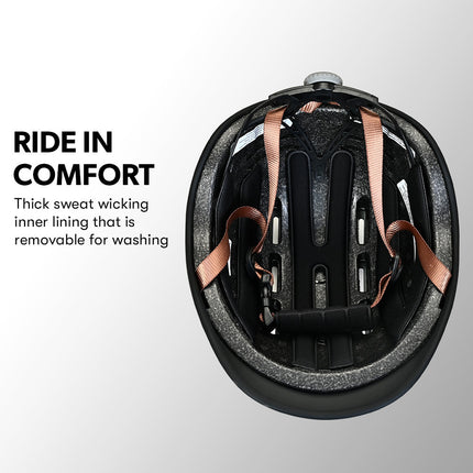 Valk Retro Bike Helmet, 56-61cm S, M, L Universal Dial Fit System, Charcoal.