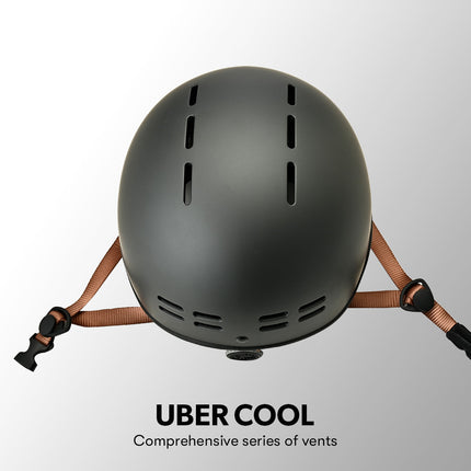 Valk Retro Bike Helmet, 56-61cm S, M, L Universal Dial Fit System, Charcoal.