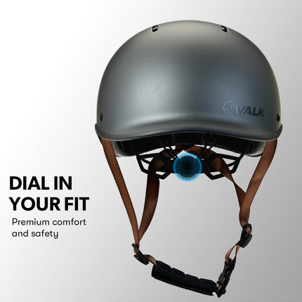 Valk Retro Bike Helmet, 56-61cm S, M, L Universal Dial Fit System, Charcoal.